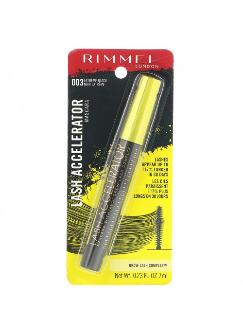 Rimmel London, Lash Accelerator Mascara, 003 Extreme Black, .23 fl oz (7 ml)