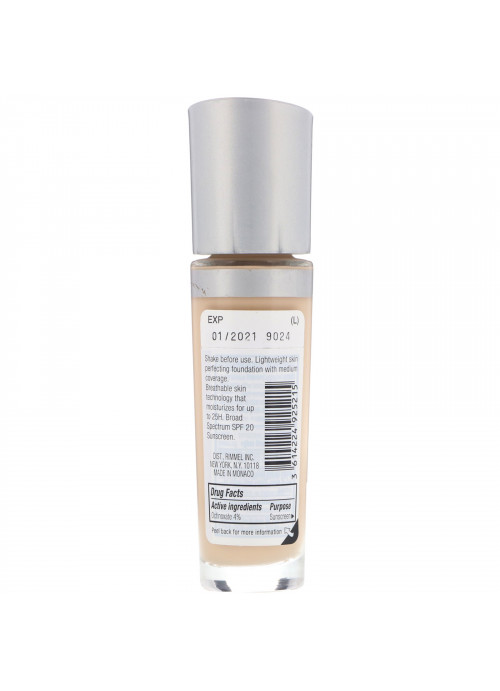 Rimmel London, Lasting Finish 25HR Breathable Long Wear Foundation, 100 Ivory, 1 fl oz (30 ml)