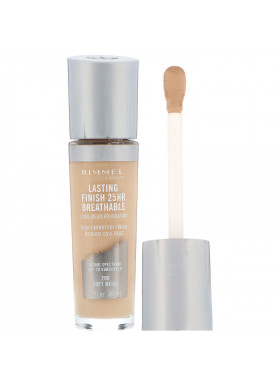 Rimmel London, Lasting Finish 25HR Breathable Long Wear Foundation, 200 Soft Beige, 1 fl oz (30 ml)
