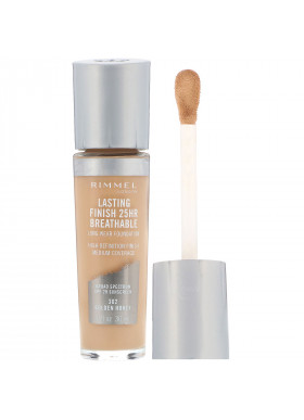 Rimmel London, Lasting Finish 25HR Breathable Long Wear Foundation, 302 Golden Honey, 1 fl oz (30 ml)