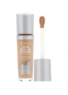 Rimmel London, Lasting Finish 25HR Breathable Long Wear Foundation, 400 Natural Beige, 1 fl oz (30 ml)