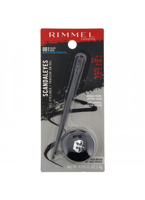 Rimmel London, Scandaleyes Gel Eyeliner, 001 Black, 0.085 fl oz (2.4 g)