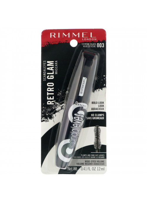 Rimmel London, Scandaleyes Retro Glam Mascara, 003 Extreme Black, 0.41 fl oz (12 ml)