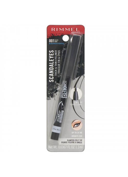 Rimmel London, Scandaleyes Thick & Thin Eyeliner, Black 001 , .0367 fl oz (1.1 ml)
