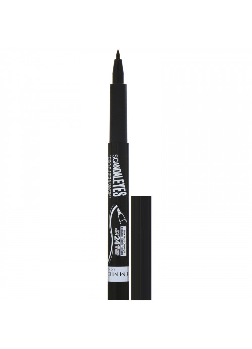 Rimmel London, Scandaleyes Thick & Thin Eyeliner, Black 001 , .0367 fl oz (1.1 ml)