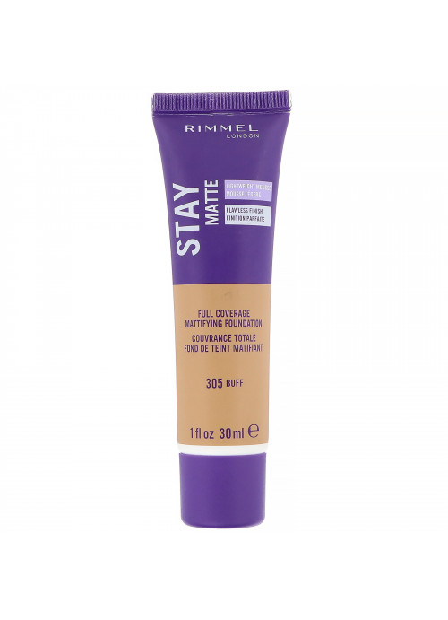 Rimmel London, Stay Matte Full Coverage Mattifying Foundation, 305 Buff, 1 fl oz (30 ml)