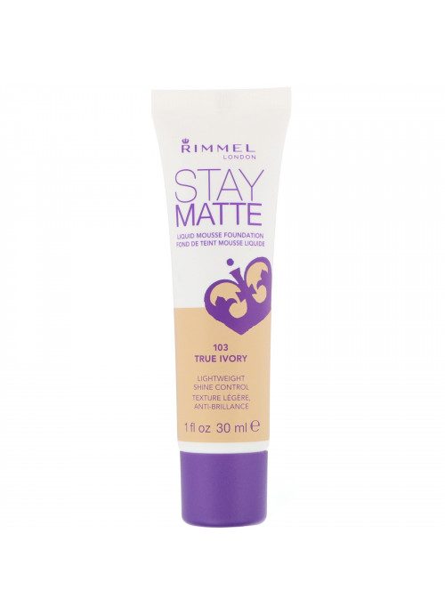 Rimmel London, Stay Matte Liquid Mousse Foundation, 103 True Ivory, 1 fl oz (30 ml)