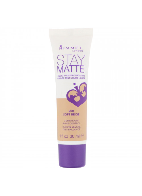 Rimmel London, Stay Matte Liquid Mousse Foundation, 200 Soft Beige, 1 fl oz (30 ml)