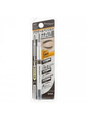 Sana, New Born, Eyebrow Powder & Pencil, B2 Grayish Brown, 1 Piece