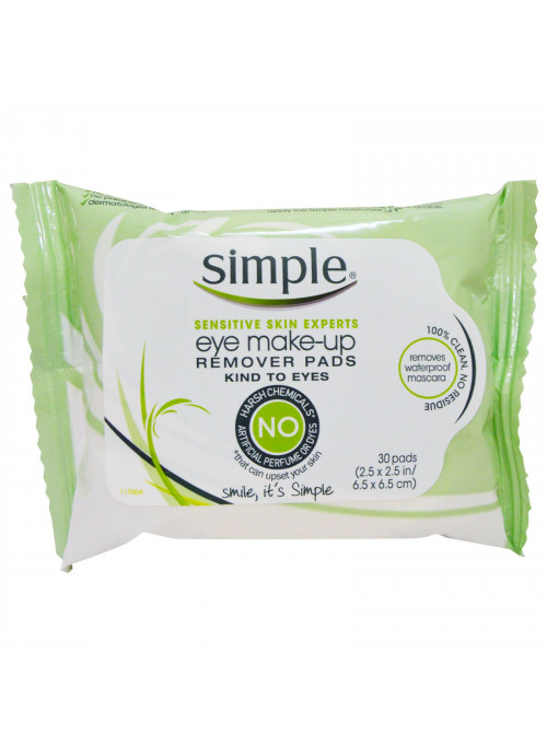 Simple Skincare, Eye Make-Up Remover Pads, 30 Pads