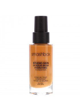 Smashbox, Studio Skin 24 Hour Wear Hydrating Foundation, 4.0 Medium Dark with Warm Peach Undertone, 1 fl oz (30 ml)
