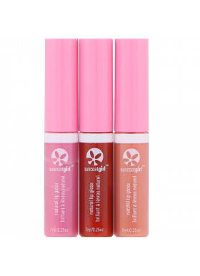 SuncoatGirl, All Natural Lip Gloss, 3 Piece Set, 0.23 oz (7 ml) Each