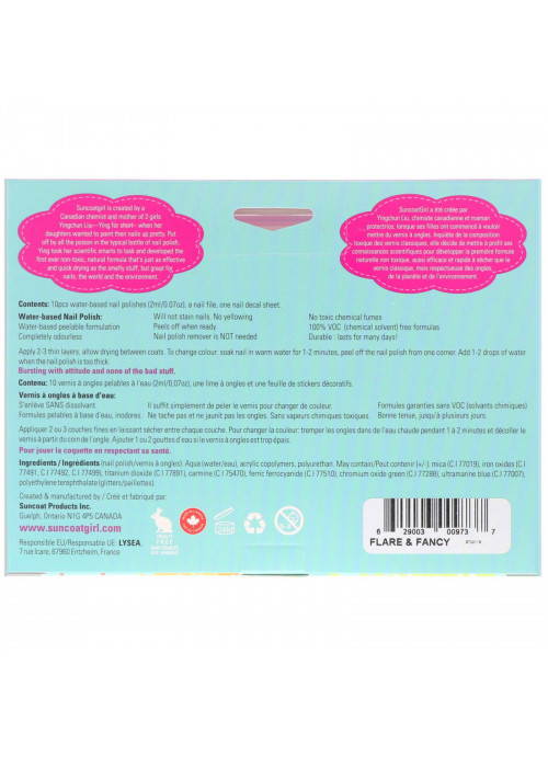 SuncoatGirl, Water-Based Nail Polish Kit, Flare & Fancy, 10 Pieces