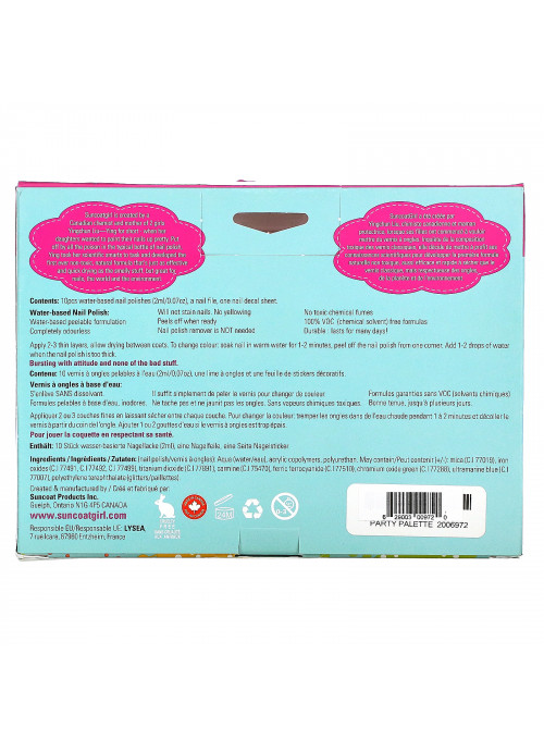 SuncoatGirl, Water-Based Nail Polish Kit, Party Palette, 10 Pieces