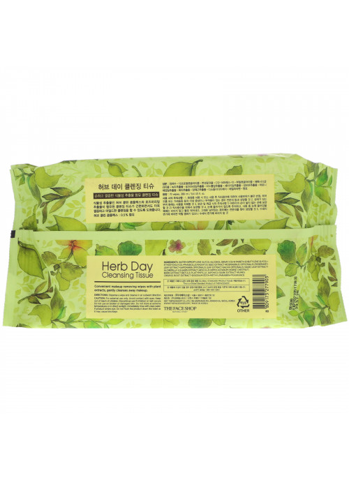 The Face Shop, Herb Day Cleansing Tissue, 70 Sheets