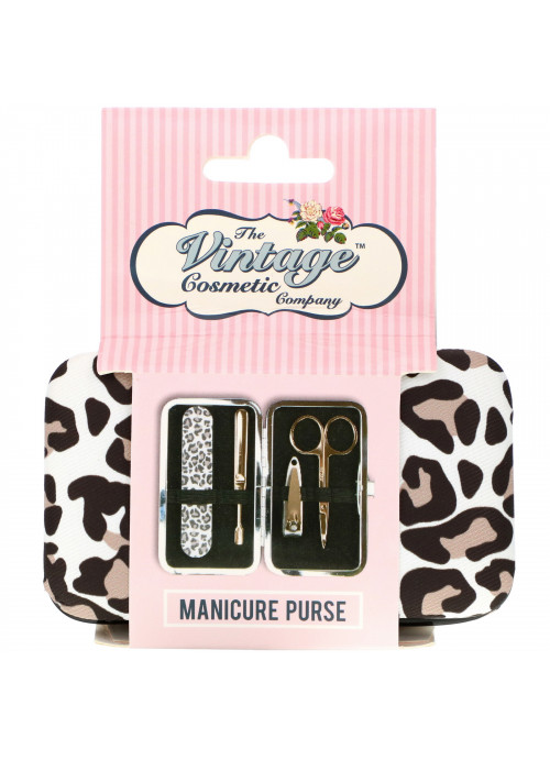 The Vintage Cosmetic Co., Manicure Purse, Leopard Print, 1 Kit