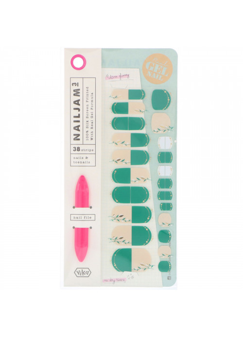 Vika Nailjam, Gel Nail Strips For Nails & Toenails, Glamor and Bloom, 38 Strips