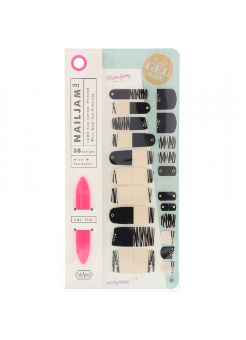Vika Nailjam, Gel Nail Strips For Nails & Toenails, Groovy Nights, 38 Strips