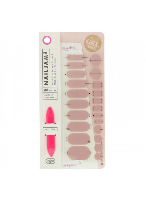 Vika Nailjam, Gel Nail Strips For Nails & Toenails, Naked Cake, 38 Strips