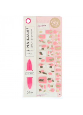 Vika Nailjam, Gel Nail Strips For Nails & Toenails, Pink Icing, 38 Strips