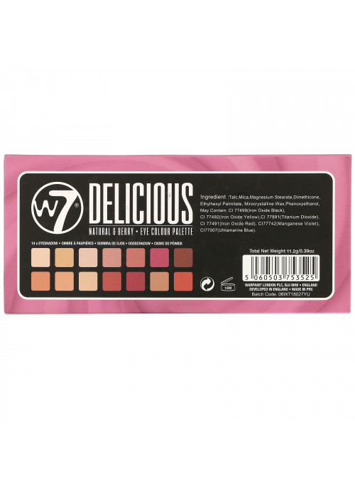 W7, Delicious, Natural & Berry, Eye Colour Palette, 0.39 oz (11.2 g)