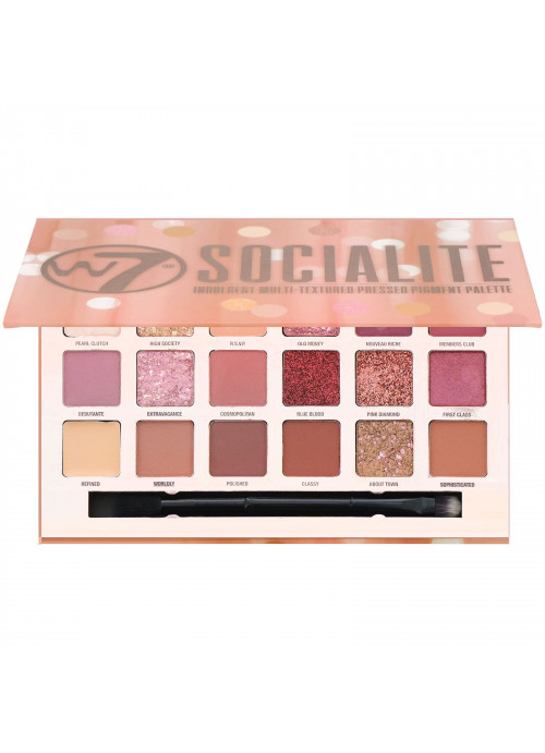 W7, Socialite, Indulgent Multi-Textured Pressed Pigment Palette, 0.59 oz (17 g)