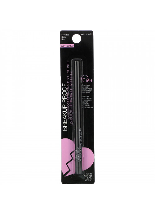 Wet n Wild, Breakup Proof Retractable Gel Eyeliner, Black, 0.008 oz (0.23 g)