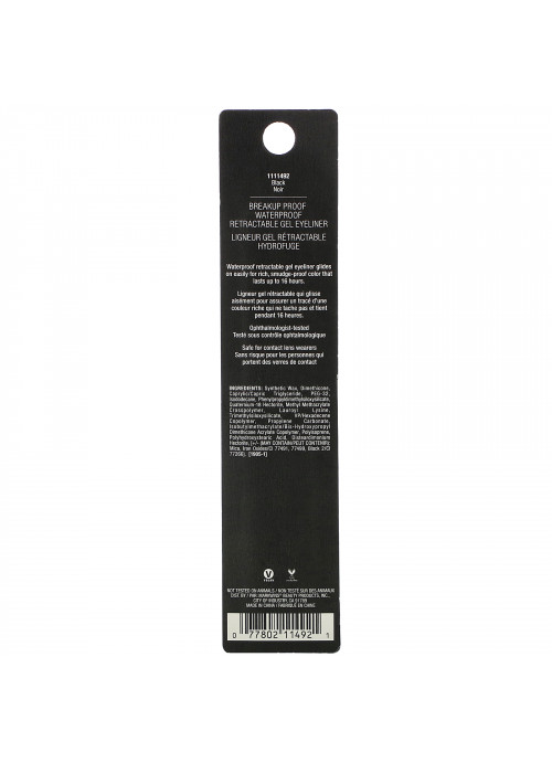 Wet n Wild, Breakup Proof Retractable Gel Eyeliner, Black, 0.008 oz (0.23 g)
