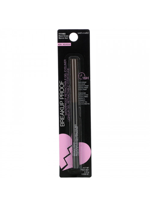 Wet n Wild, Breakup Proof Retractable Gel Eyeliner, Black Brown, 0.008 oz (0.23 g)