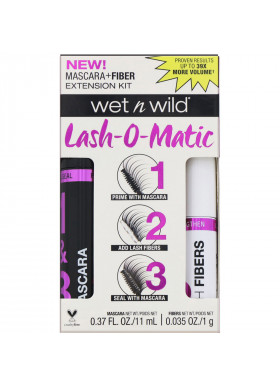 Wet n Wild, Lash-O-Matic Mascara + Fiber Extension Kit, Very Black, 0.37 fl oz (11 ml)