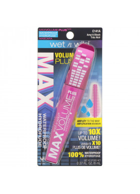 Wet n Wild, Max Volume Plus Waterproof Mascara, Amp'd Black, 0.27 fl oz (8 ml)