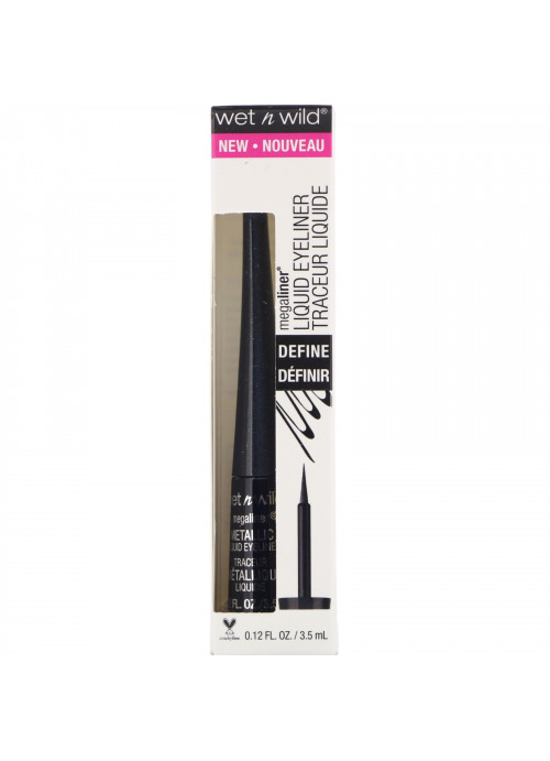 Wet n Wild, MegaLiner Metallic Liquid Eyeliner, Cosmic Black, 0.12 fl oz (3.5 ml)
