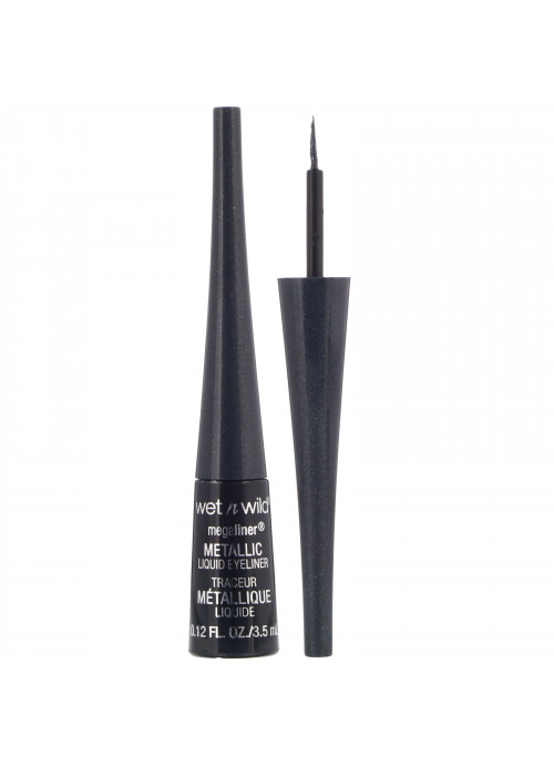 Wet n Wild, MegaLiner Metallic Liquid Eyeliner, Cosmic Black, 0.12 fl oz (3.5 ml)