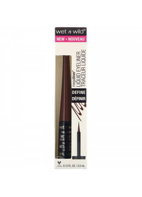 Wet n Wild, MegaLiner Metallic Liquid Eyeliner, Metallic Brown, 0.12 fl oz (3.5 ml)