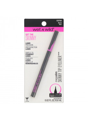 Wet n Wild, MegaSlim Skinny Tip Eyeliner, Black, 0.02 fl oz (0.6 ml)