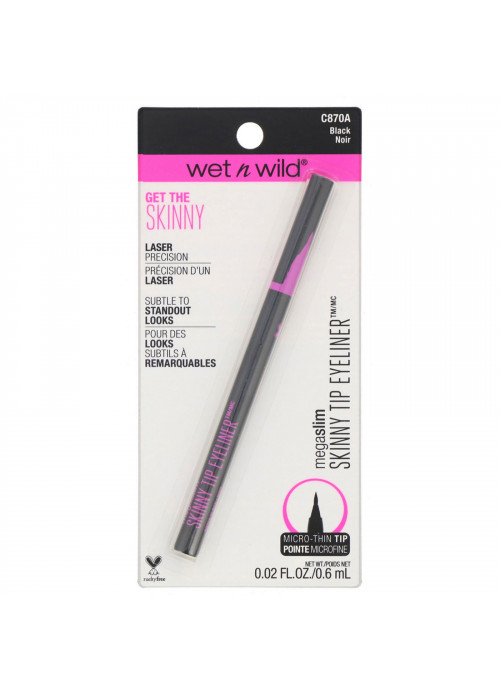 Wet n Wild, MegaSlim Skinny Tip Eyeliner, Black, 0.02 fl oz (0.6 ml)