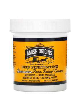 Amish Origins, Deep Penetrating, Greaseless Pain Relief Cream, 3.5 fl oz (99.22 g)