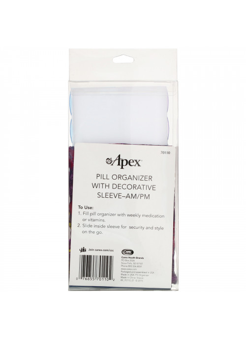 Apex, Pill Organizer with Decorative Sleeve, AM/PM, 2 Pill Organizers