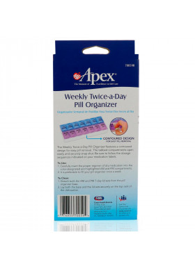 Apex, Weekly Twice-A-Day Pill Organizer, 1 Pill Organizer