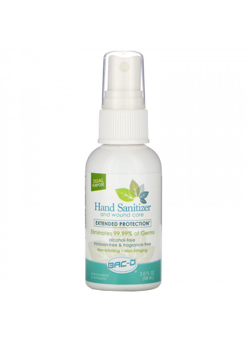 BAC-D, Hand Sanitizer and Wound Care, Alcohol Free, 2 fl oz (59 ml)