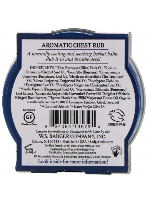 Badger Company, Aromatic Chest Rub, Eucalyptus & Mint, 2 oz (56 g)