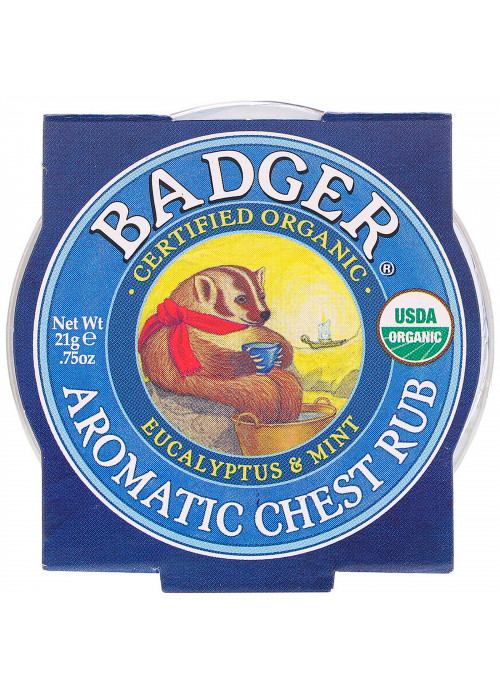 Badger Company, Organic, Aromatic Chest Rub, Eucalyptus & Mint, .75 oz (21 g)