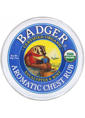 Badger Company, Organic, Aromatic Chest Rub, Eucalyptus & Mint, .75 oz (21 g)