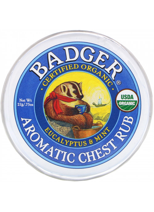 Badger Company, Organic, Aromatic Chest Rub, Eucalyptus & Mint, .75 oz (21 g)
