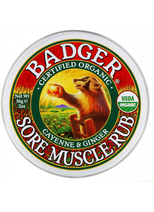 Badger Company, Organic, Sore Muscle Rub, Cayenne & Ginger, 2 oz (56 g)