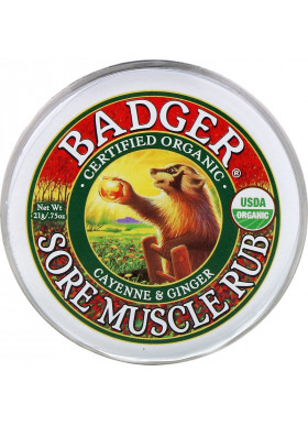 Badger Company, Sore Muscle Rub, Cayenne & Ginger, .75 oz (21 g)