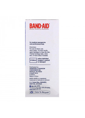 Band Aid, Adhesive Bandages, Flexible Fabric, 100 Assorted Sizes