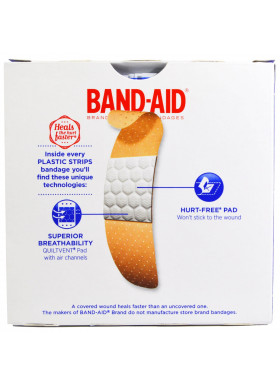 Band Aid, Adhesive Bandages, Plastic Strips, 60 Bandages