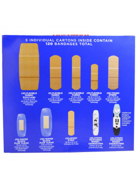 Band Aid, Adhesive Strips, Bandages, Value Pack, 5 Cartons, 120 Bandages