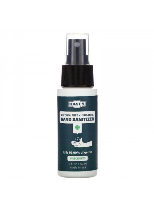 Bayes, Hand Sanitizer, Alcohol Free, Unscented, 2 fl oz (59 ml)